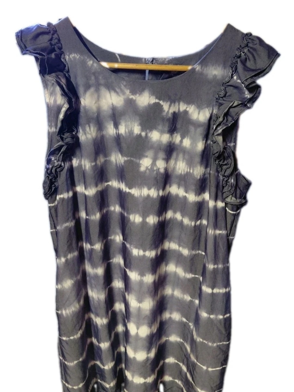 Tribal Jeans Womens XL Blue Tie Dye Ruffle Dress